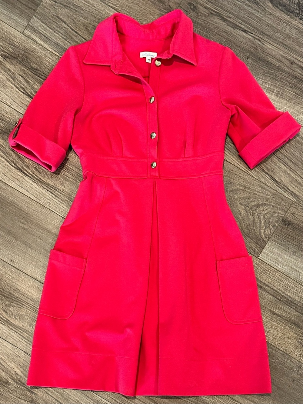 Shoshanna Red Button-Front Pleated Dress Size 10